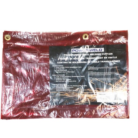 Powerweld Replacement Welding Curtain, Transparent Vinyl, 8 ft L., 6 ft W., 14 mil H., Orange PWRC68OR